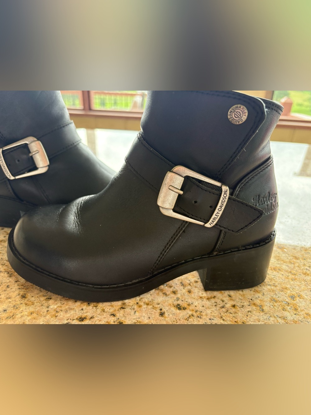 Harley-Davidson Lifestyle Women's Black Leather Harness Boots Silver Buckles - Picture 2 of 10